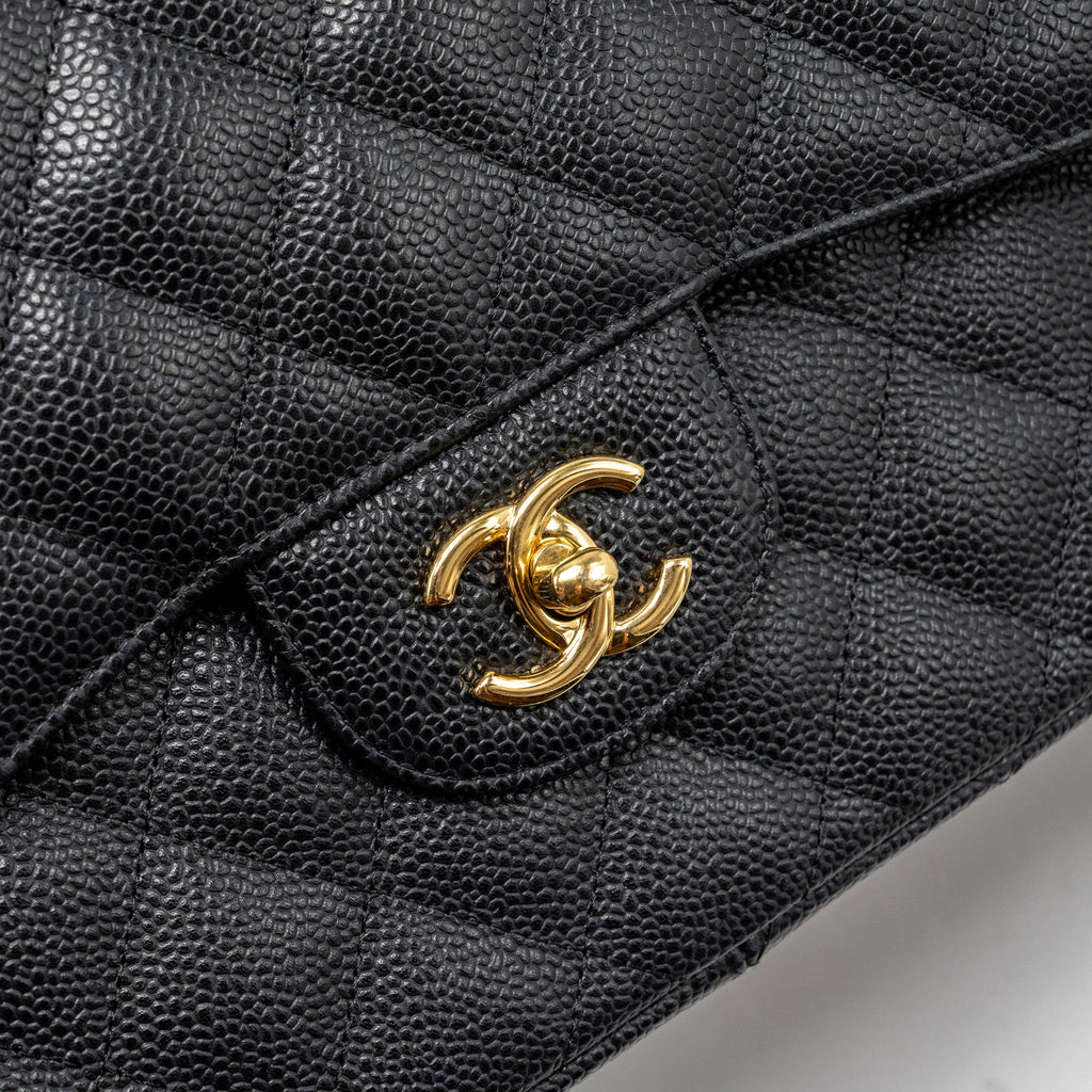 CHANEL JUMBO CLASSIC DOUBLE FLAP BAG CAVIAR BLACK GHW