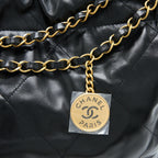 CHANEL MEDIUM 22 BAG SHINY CALFSKIN BLACK GHW (MICROCHIP)