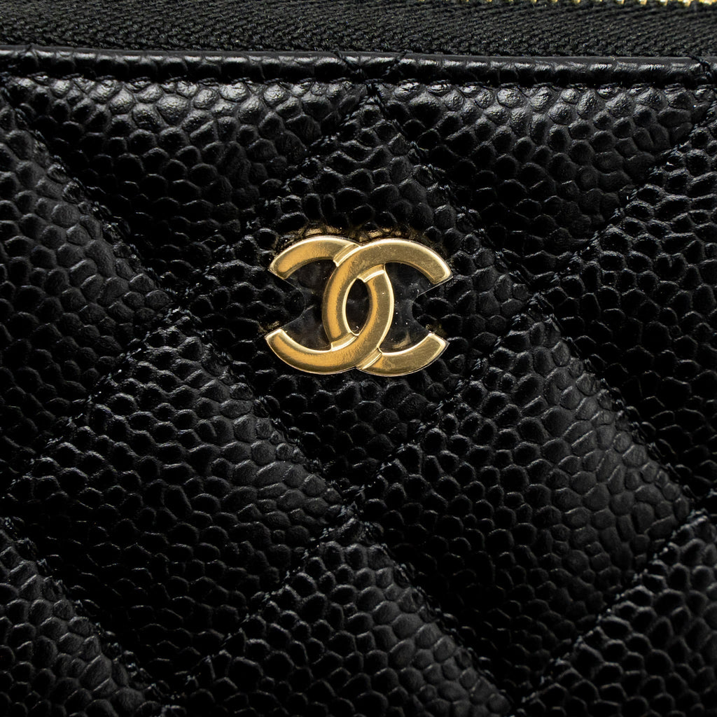 CHANEL ZIP CARD HOLDER CAVIAR BLACK GHW (MICROCHIP)