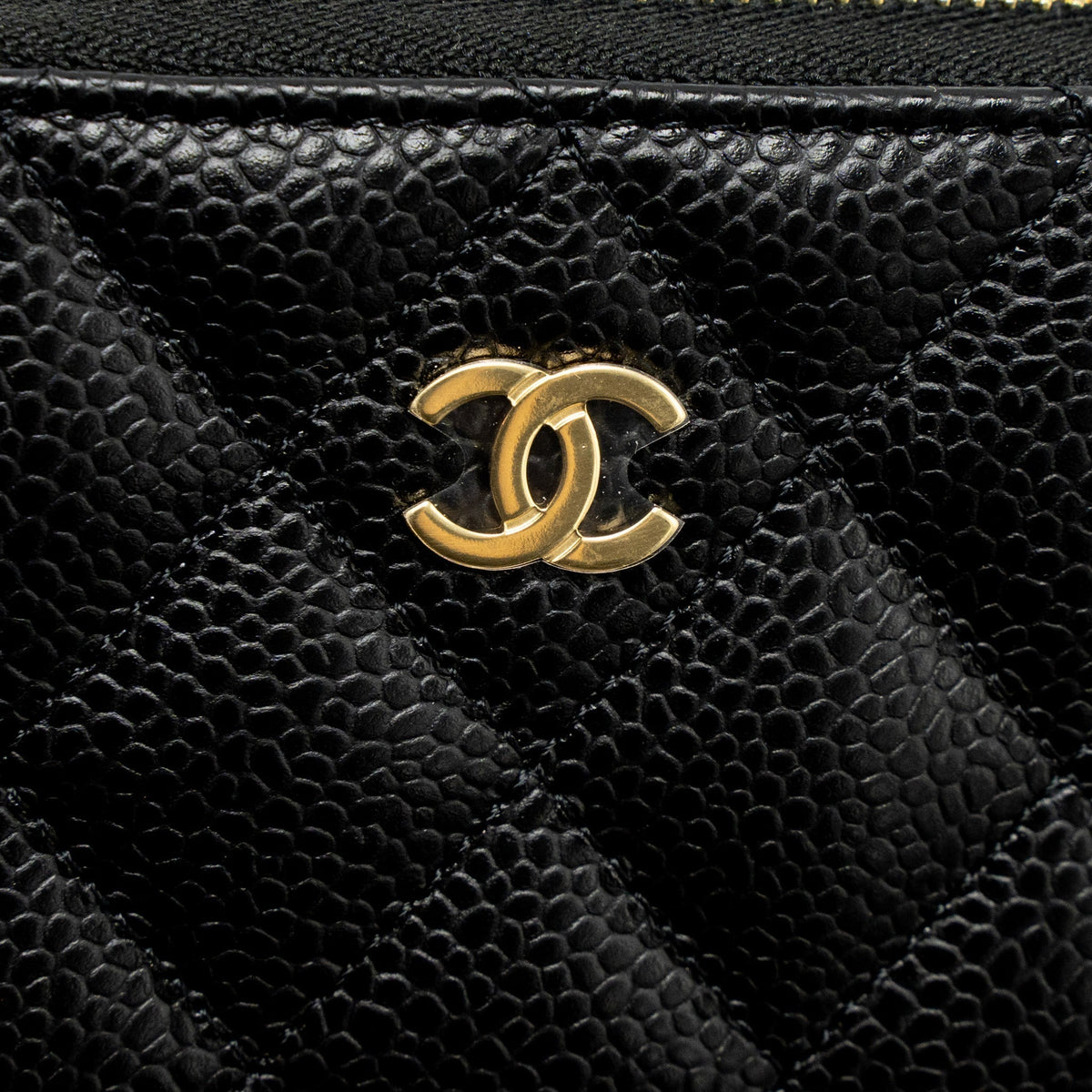 CHANEL ZIP CARD HOLDER CAVIAR BLACK GHW (MICROCHIP)
