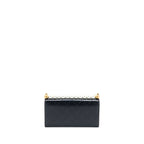 CHANEL PEARL FLAP WALLET ON CHAIN GOATSKIN BLACK GHW