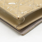 Dior Cannane Quilted Lady Dior Chain Clutch Patent Beige SHW