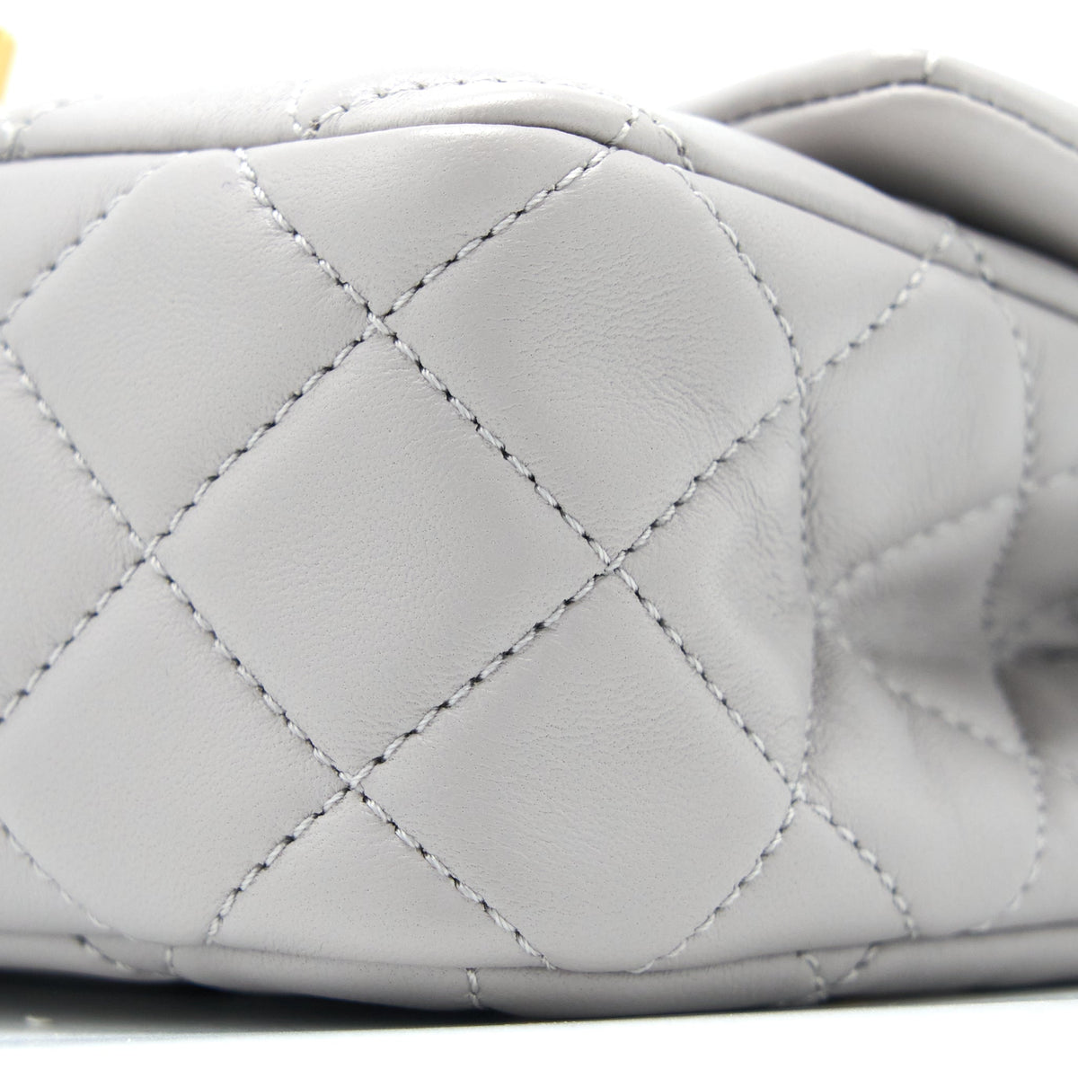 CHANEL PEARL CRUSH MINI RECTANGULAR FLAP BAG LAMBSKIN LIGHT GREY GHW (MICROCHIP)