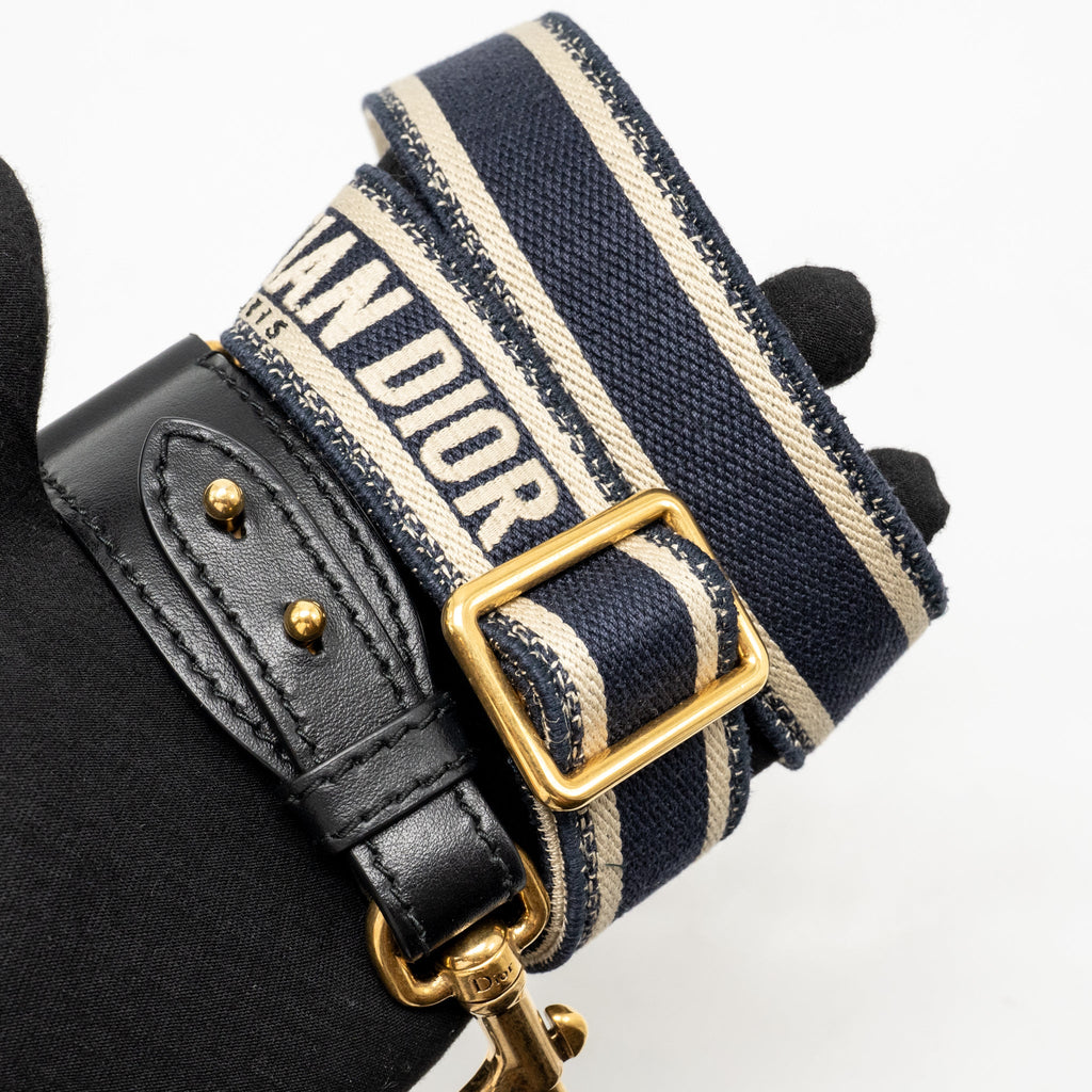 DIOR MEDIUM SADDLE BAG OBLIQUE EMBROIDERY CANVAS BLUE GHW