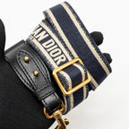 DIOR MEDIUM SADDLE BAG OBLIQUE EMBROIDERY CANVAS BLUE GHW