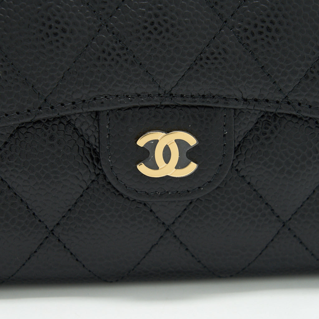 CHANEL SMALL FLAP WALLET CAVIAR BLACK GHW