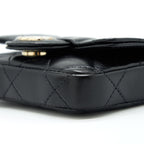 CHANEL MINI FLAP BELT BAG WITH RIBBON LAMBSKIN BLACK LGHW