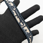 DIOR MEDIUM SADDLE BAG OBLIQUE EMBROIDERY CANVAS BLUE GHW