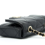 CHANEL MINI FLAP BELT BAG WITH RIBBON LAMBSKIN BLACK LGHW