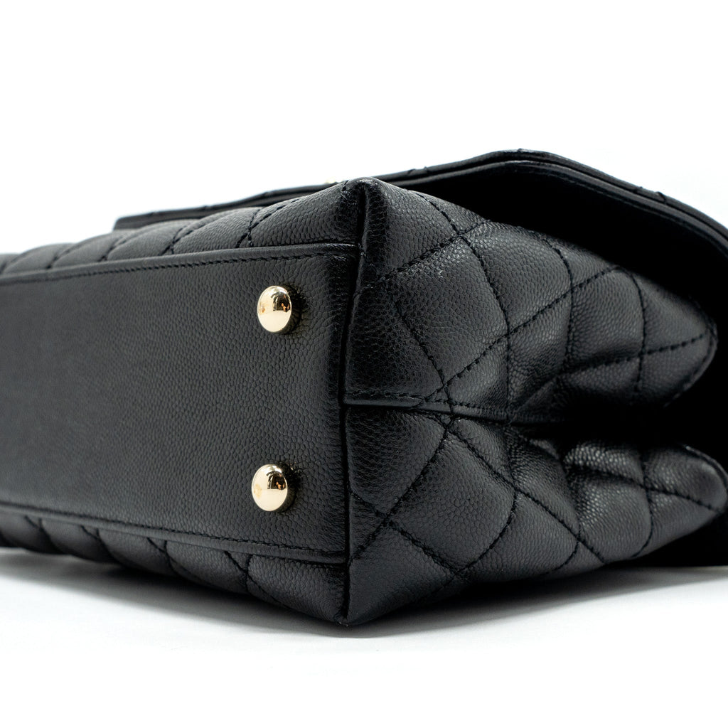 CHANEL SMALL COCO HANDLE CAVIAR BLACK LGHW (MICROCHIP)