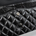 CHANEL MEDIUM CLASSIC DOUBLE FLAP BAG SHINY CALFSKIN SO BLACK