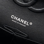 CHANEL MEDIUM CLASSIC DOUBLE FLAP BAG SHINY CALFSKIN SO BLACK
