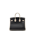 Hermes birkin 25 special order togo craie/black with mauve pale stitching RGHW