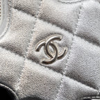 CHANEL MINI STAR COIN PURSE CALFSKIN SILVER LGHW(MICROCHIP)