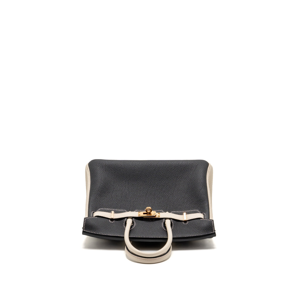 Hermes birkin 25 special order togo craie/black with mauve pale stitching RGHW