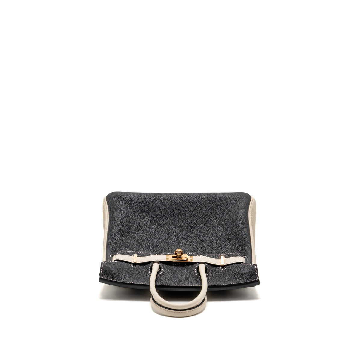 Hermes birkin 25 special order togo craie/black with mauve pale stitching RGHW