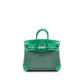Hermes Birkin 25 Toile Quadrille/Swift Noir-Blanc-Menthe/Menthe SHW