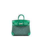 Hermes Birkin 25 Toile Quadrille/Swift Noir-Blanc-Menthe/Menthe SHW