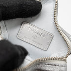 CHANEL MINI STAR COIN PURSE CALFSKIN SILVER LGHW(MICROCHIP)