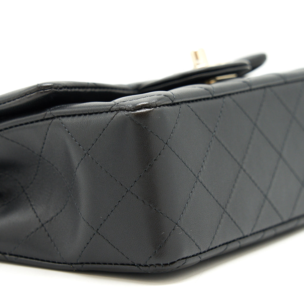 CHANEL MINI RECTANGULAR FLAP BAG LAMBSKIN BLACK LGHW (MICROCHIP)