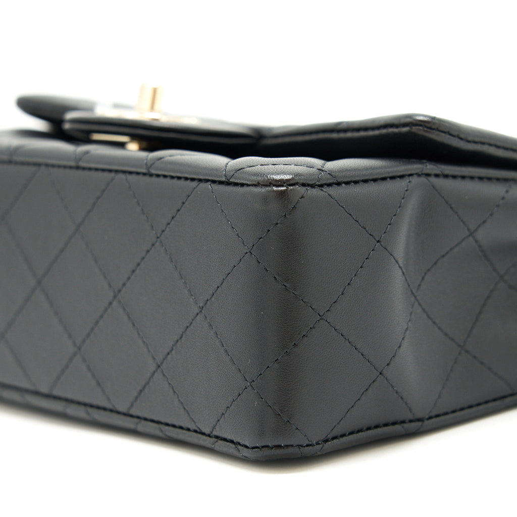 CHANEL MINI RECTANGULAR FLAP BAG LAMBSKIN BLACK LGHW (MICROCHIP)