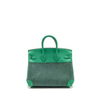Hermes Birkin 25 Toile Quadrille/Swift Noir-Blanc-Menthe/Menthe SHW