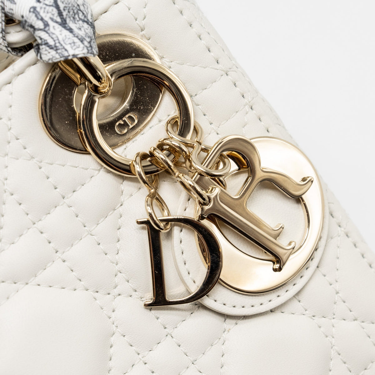 DIOR MINI LADY DIOR LAMBSKIN WHITE LGHW