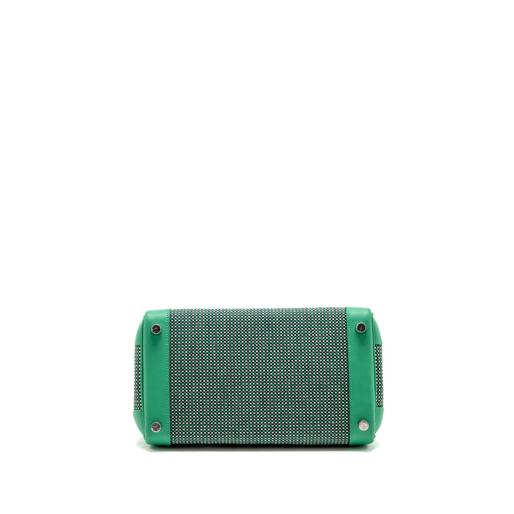 Hermes Birkin 25 Toile Quadrille/Swift Noir-Blanc-Menthe/Menthe SHW