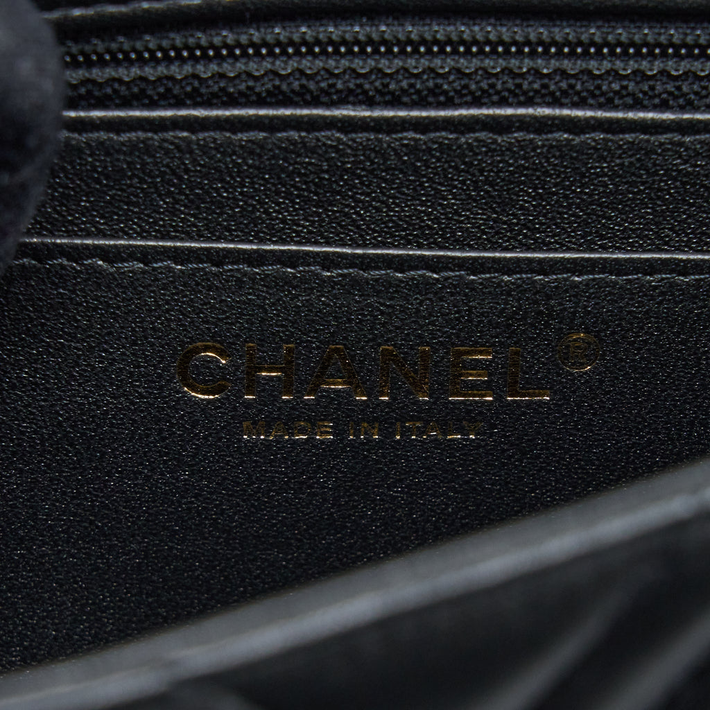 CHANEL MINI SQUARE FLAP BAG CHEVRON LAMBSKIN BLACK LGHW