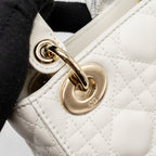 DIOR MINI LADY DIOR LAMBSKIN WHITE LGHW