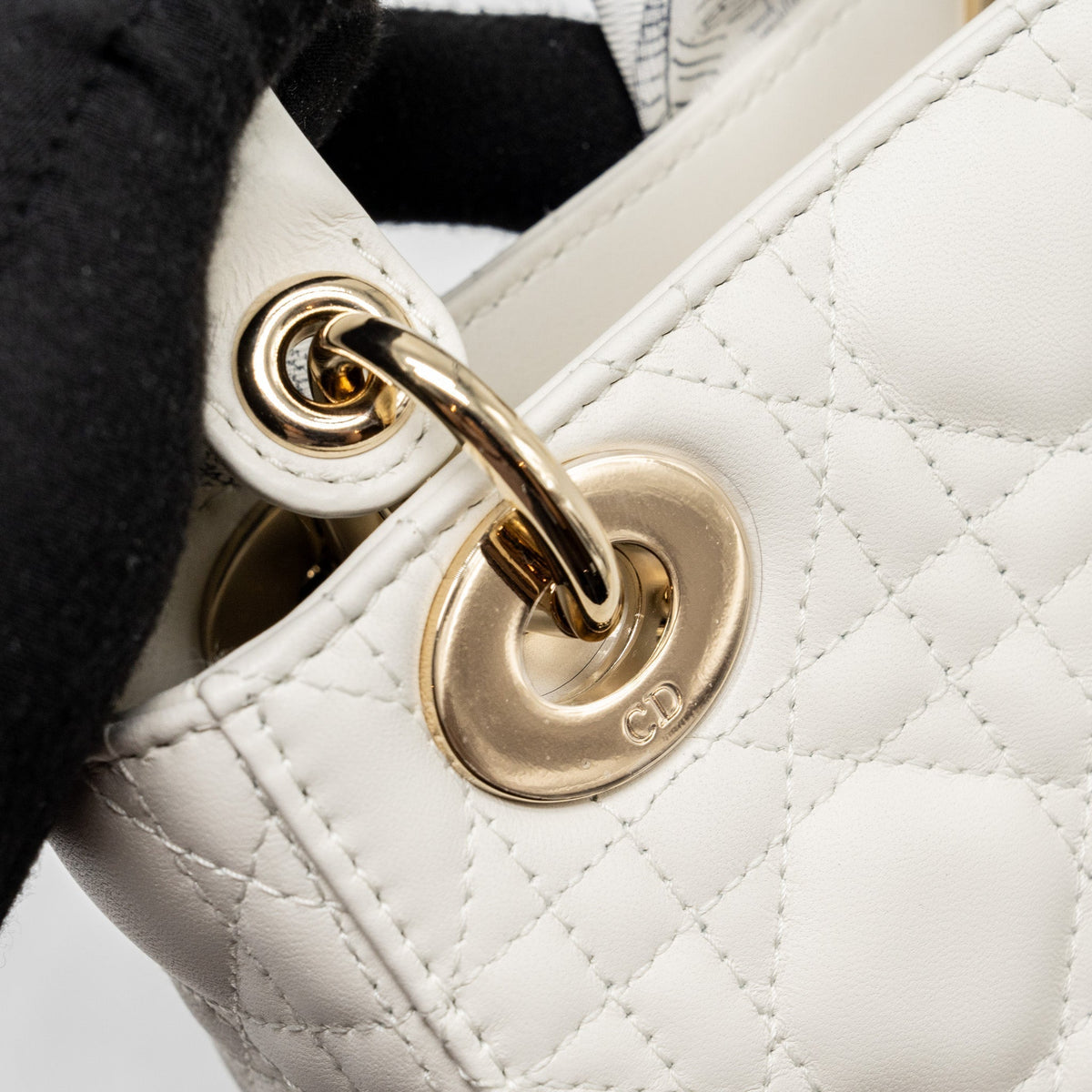 DIOR MINI LADY DIOR LAMBSKIN WHITE LGHW