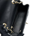 CHANEL MINI SQUARE FLAP BAG CHEVRON LAMBSKIN BLACK LGHW