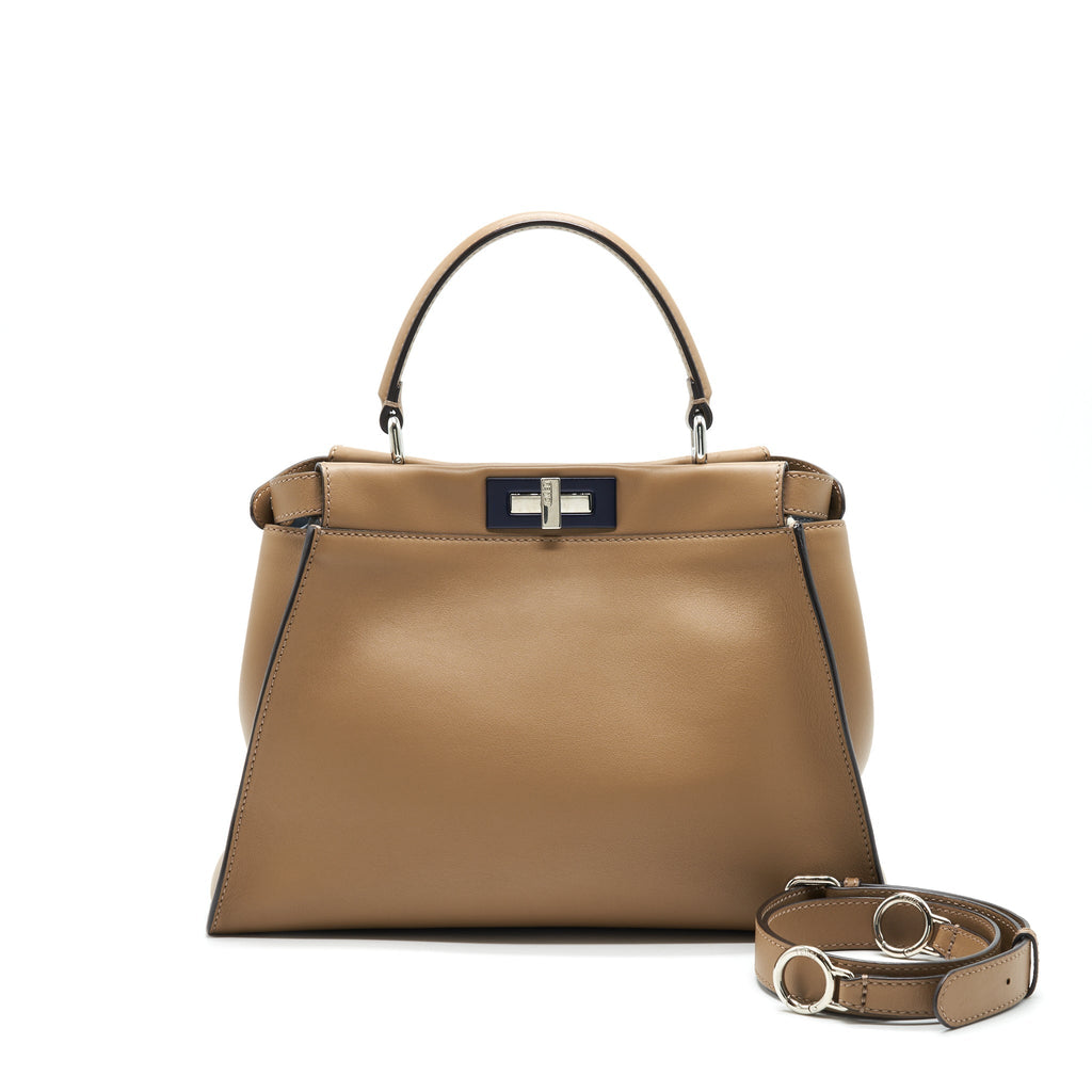 FENDI MEDIUM PEEKABOO BAG DARK BEIGE WITH SHW