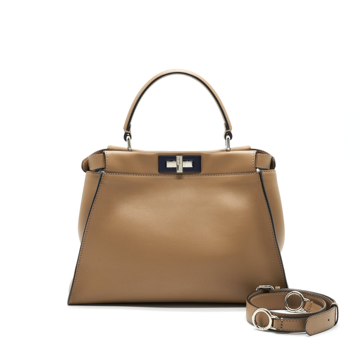 FENDI MEDIUM PEEKABOO BAG DARK BEIGE WITH SHW