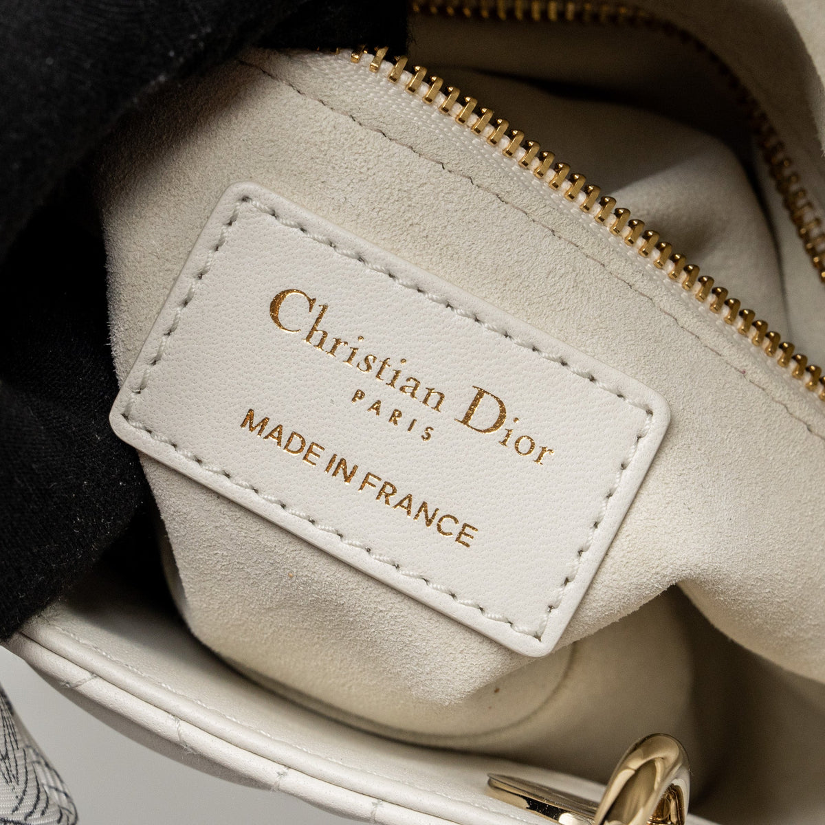 DIOR MINI LADY DIOR LAMBSKIN WHITE LGHW
