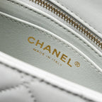 CHANEL 23C PEARL CRUSH MINI SQUARE FLAP BAG LAMBSKIN LIGHT GREY GHW (MICROCHIP)