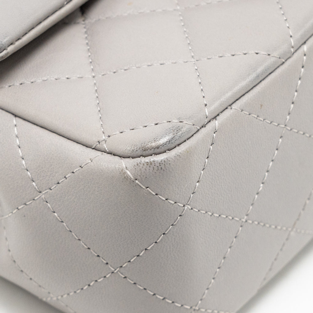 Chanel Mini Rectangular flap bag lambskin grey SHW (microchip)