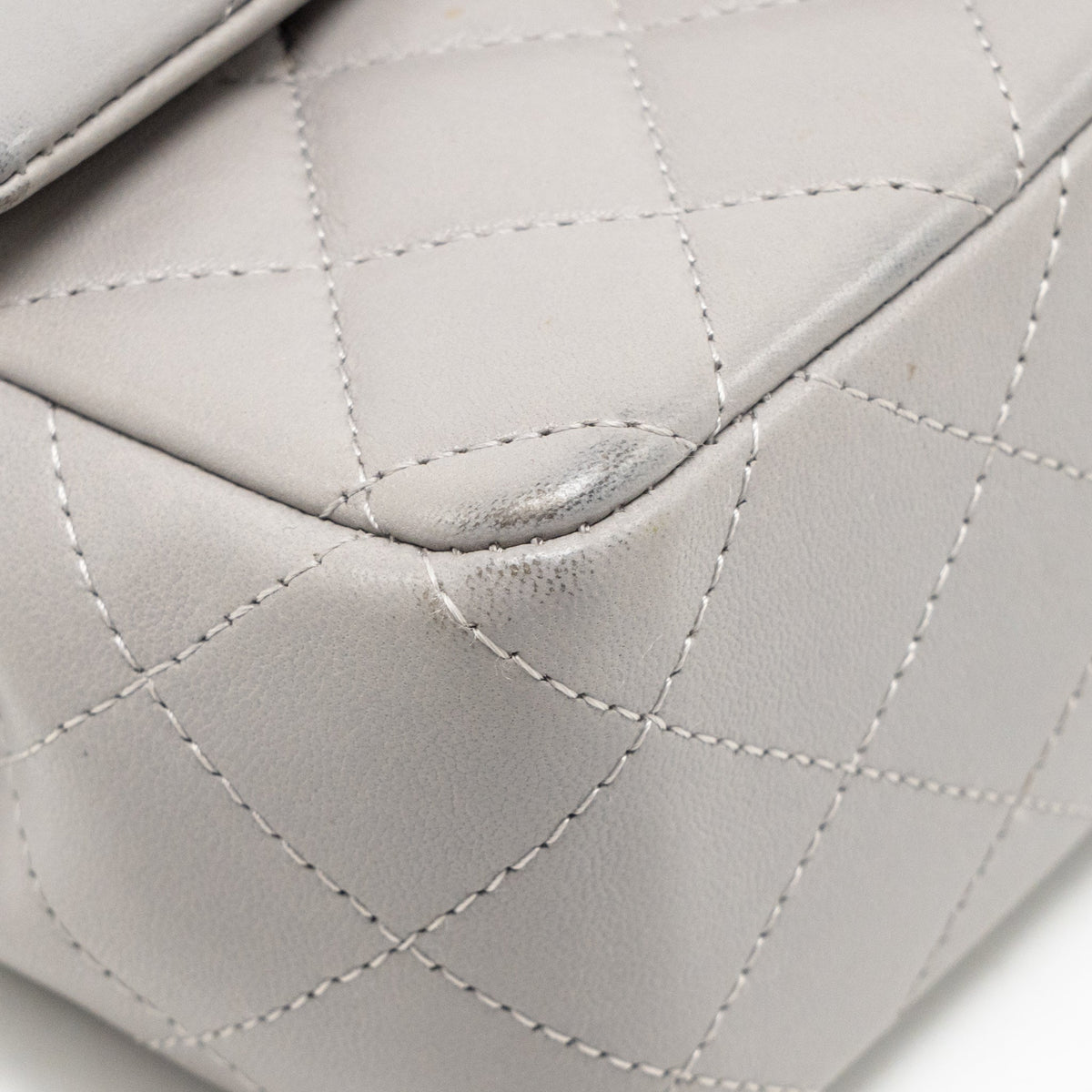 Chanel Mini Rectangular flap bag lambskin grey SHW (microchip)