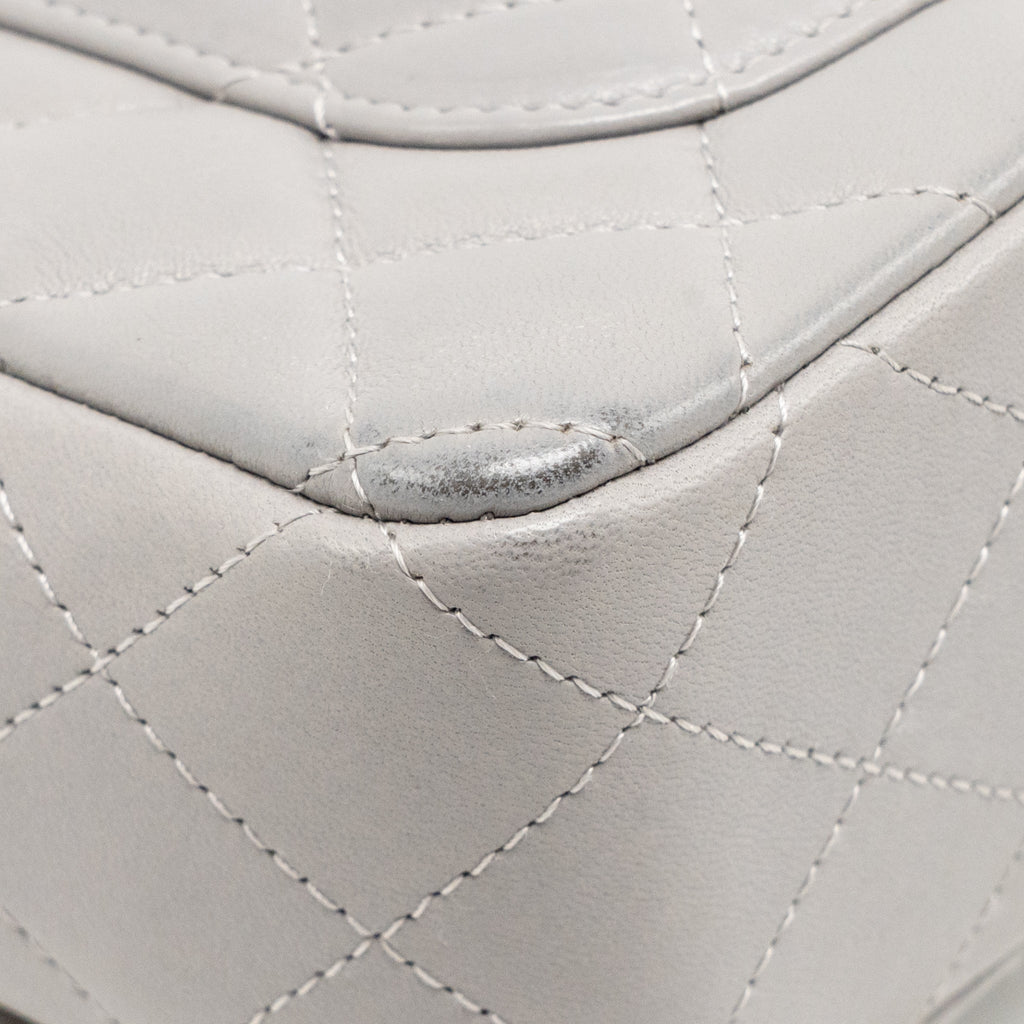 Chanel Mini Rectangular flap bag lambskin grey SHW (microchip)