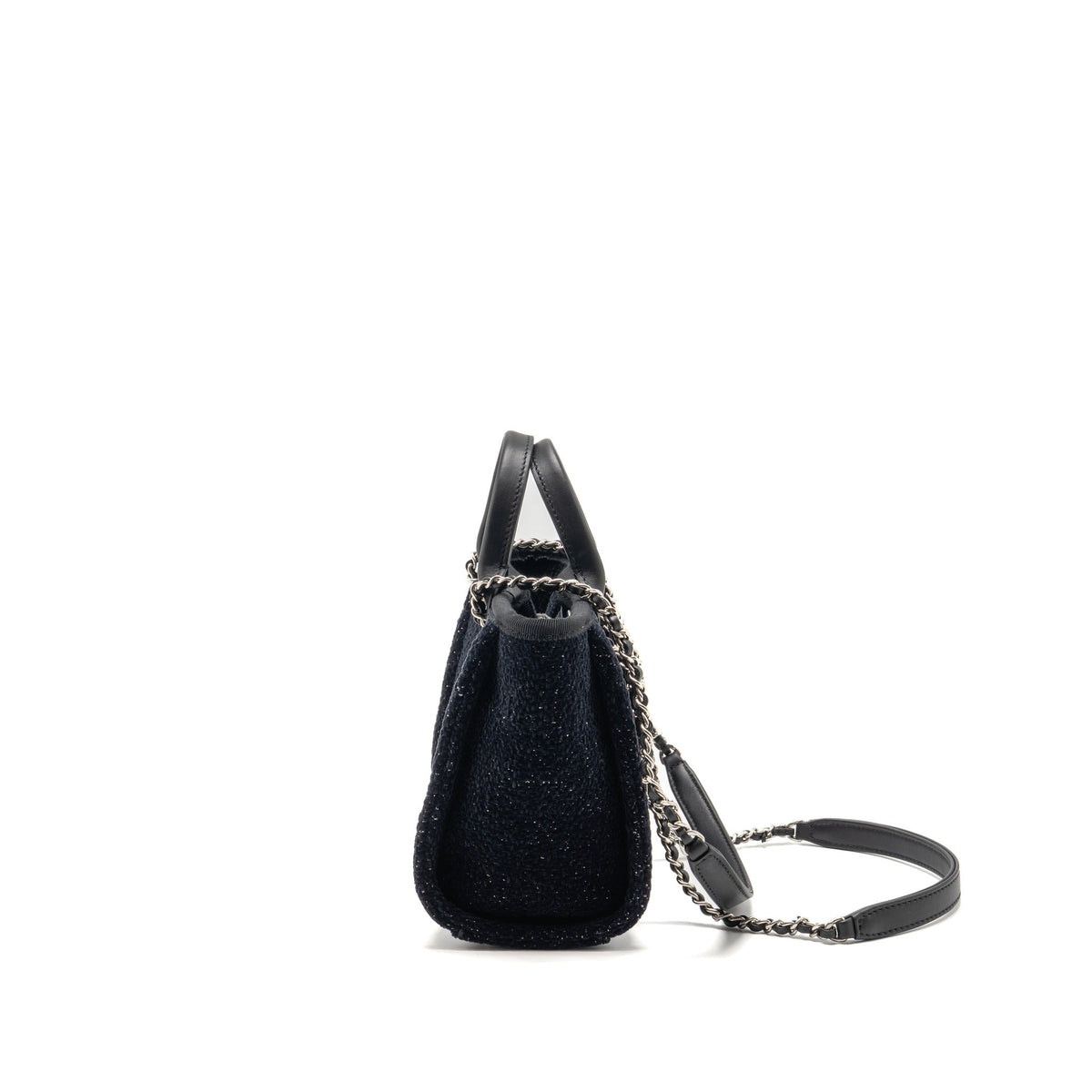 Chanel 26A Mini Deauville Tote Fabric/Leather Black SHW (Microchip)