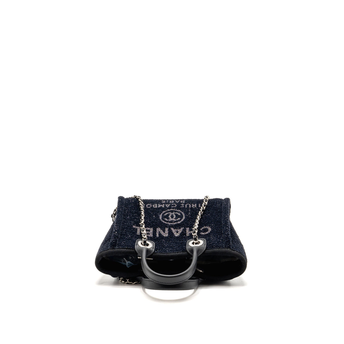 Chanel 26A Mini Deauville Tote Fabric/Leather Black SHW (Microchip)