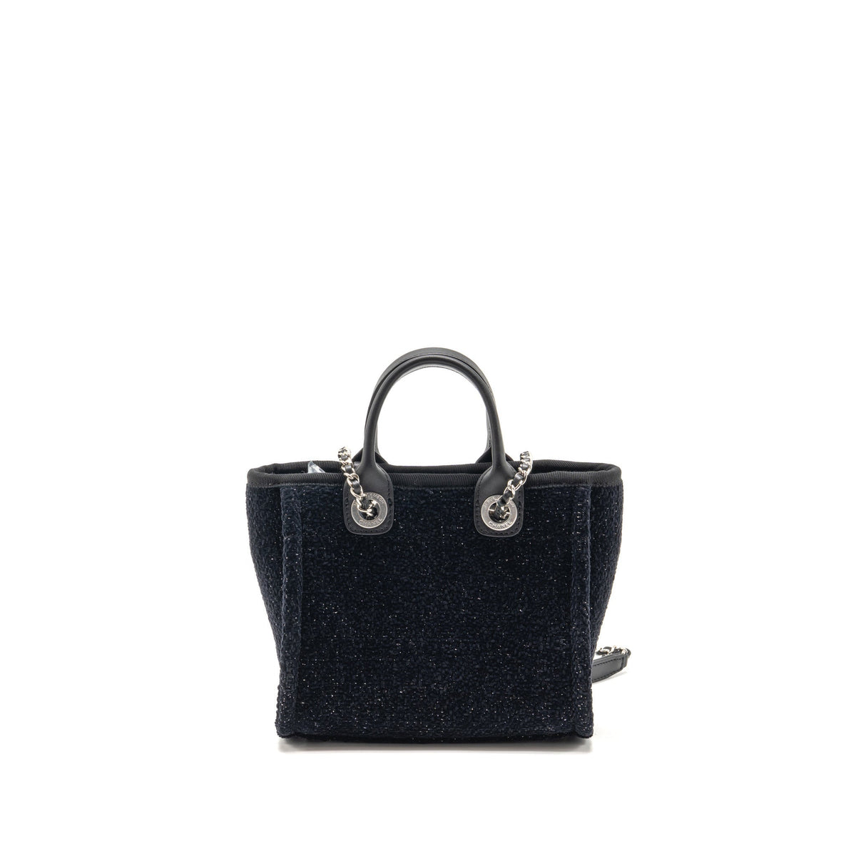 Chanel 26A Mini Deauville Tote Fabric/Leather Black SHW (Microchip)