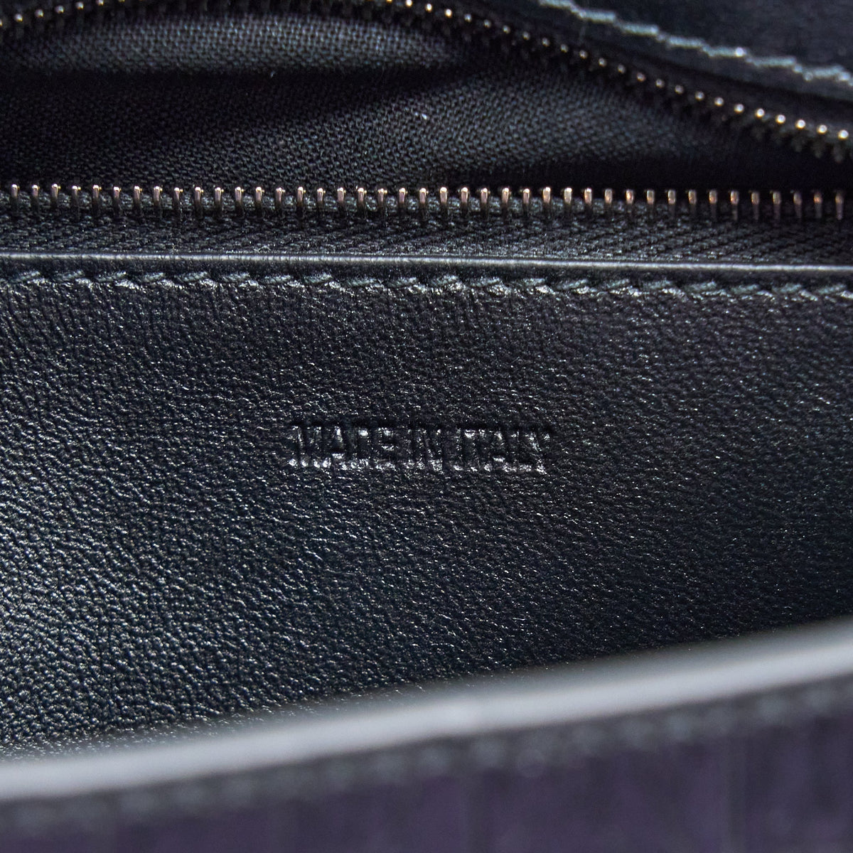 BALENCIAGA SMALL DOWNTOWN SHOULDER BAG CROC EMBOSSED LEATHER BLACK WITH BLACK HARDWARE