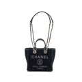 Chanel 26A Mini Deauville Tote Fabric/Leather Black SHW (Microchip)