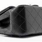 CHANEL MINI SQUARE FLAP BAG LAMBSKIN BLACK LGHW (MICROCHIP)