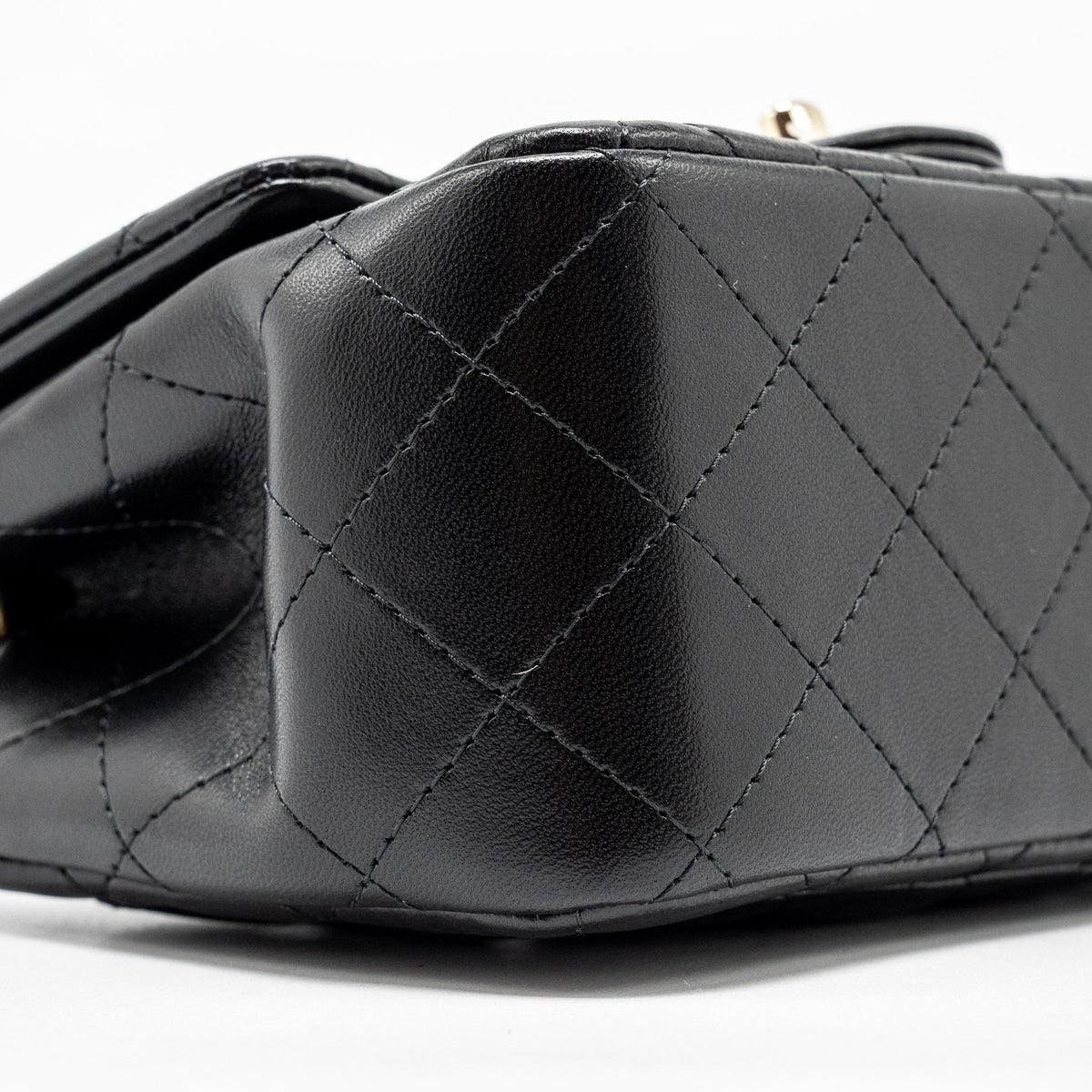 CHANEL MINI SQUARE FLAP BAG LAMBSKIN BLACK LGHW (MICROCHIP)