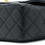CHANEL PEARL CRUSH MINI SQUARE FLAP BAG LAMBSKIN BLACK BRUSHED GHW (MICROCHIP)