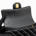 Chanel Top Handle Mini Rectangular Flap Bag Lambskin Black GHW (Microchip)