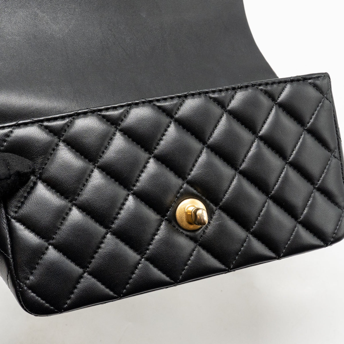 Chanel Top Handle Mini Rectangular Flap Bag Lambskin Black GHW (Microchip)