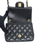 CHANEL MINI SQUARE FLAP BAG LAMBSKIN BLACK LGHW (MICROCHIP)